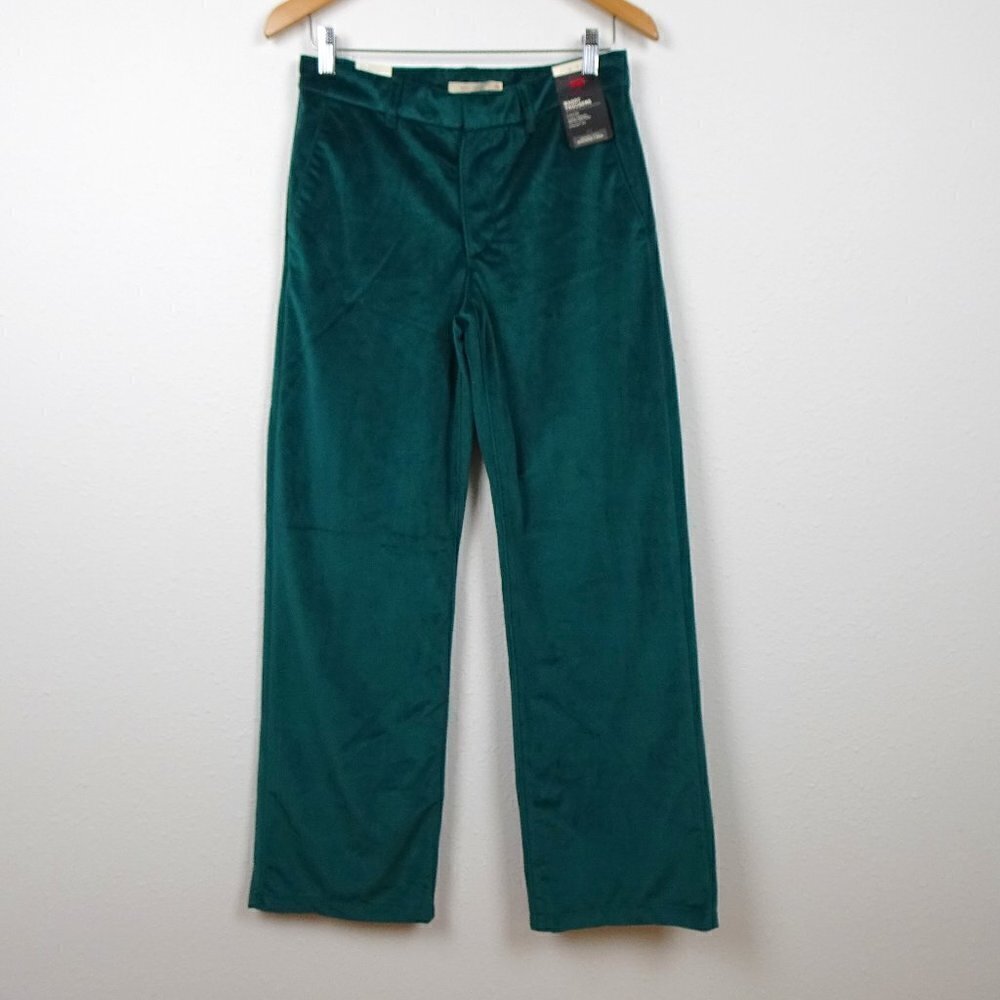 Levi's Baggy Trousers Women's Size 26x31 Green Velvet Wide Leg Loose Fit